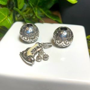 3 BRIGHTON BRACELET CHARMS ICE SKATES BALL SPACERS